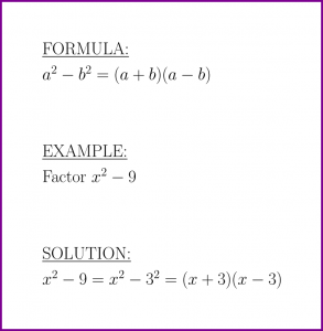 a^2 - b^2 (formula and example)